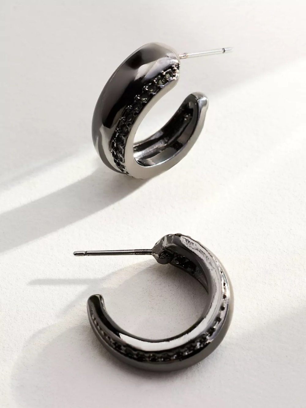 Anthropologie Pavé detail Hoop EARRINGS